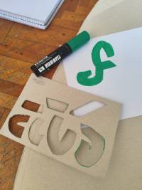 Probando la plantilla/stencil con los módulos tipográficos.